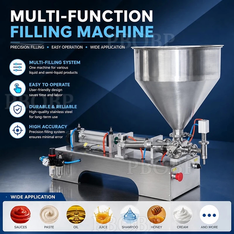 PBOBP Precision Gear Pump Automatic Electric Filling Machine With Control For Plastic Beverage Juice Milk Oil in Bags/Pouches