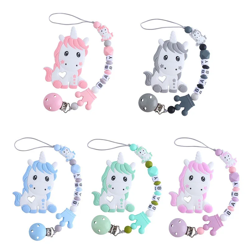 

Personalized Name Pacifier Clip for Babies Cute Animal Silicone Teether Set Custom Nipple Attachment Necklace Dummy Chain Holder