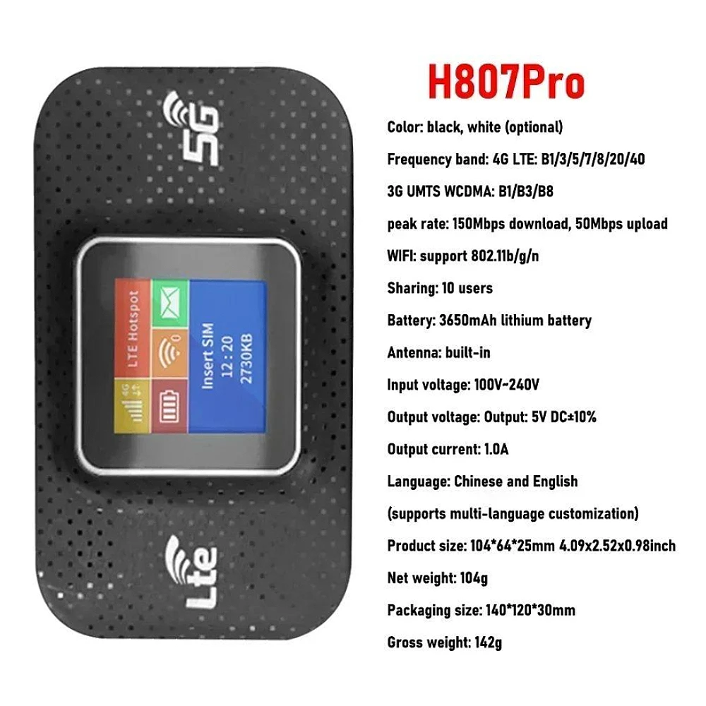 

4G LTE Wi-Fi роутер с SIM-картой, портативный беспроводной мини-роутер, мобильная точка доступа для улицы, карманный Wi-Fi роутер для автомобиля
