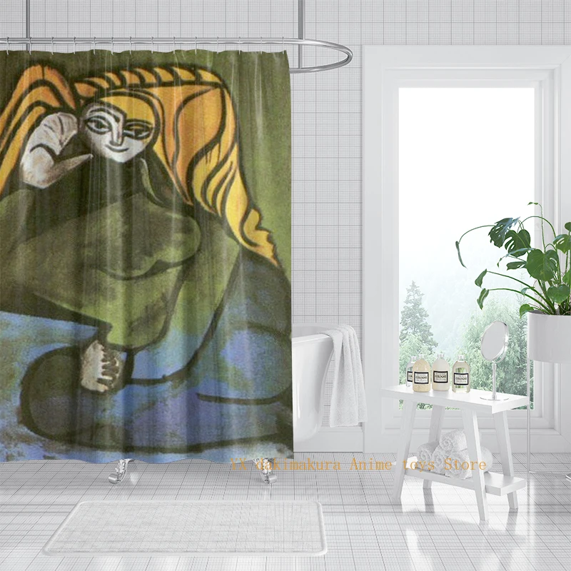 

Minimalist Anime Character Shower Curtain - Unique Abstract Line Artwork, Easy to Clean and Space-Friendly