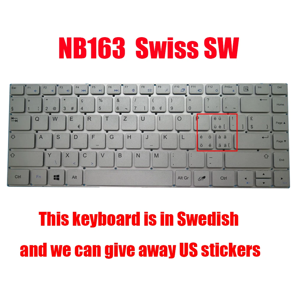 Replacement Laptop Keyboard For Irbis NB163 YXT-NB93-79 MB2903009 Swiss SW Silver Without Frame New