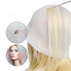 2Pcs/set Hairdressing Hair Dyeing Caps With Metal Hooks Professional Barber Silicone Hair Dye Cap Barbershop Salon Styling Tools