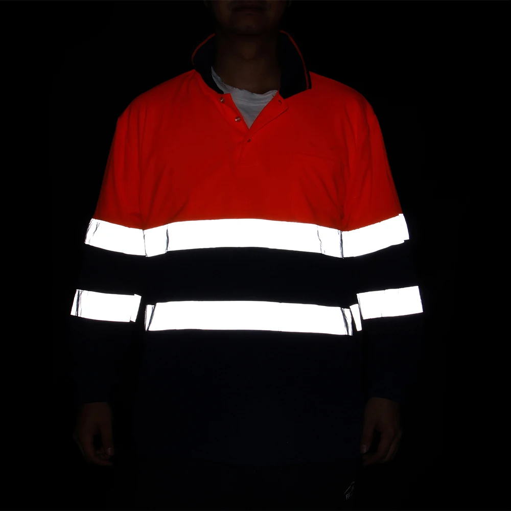Safety T-shirt Hi Vis Work Wear Long Sleeve Polo Shirt Construction Security Clothing High Visibility Working Clothes