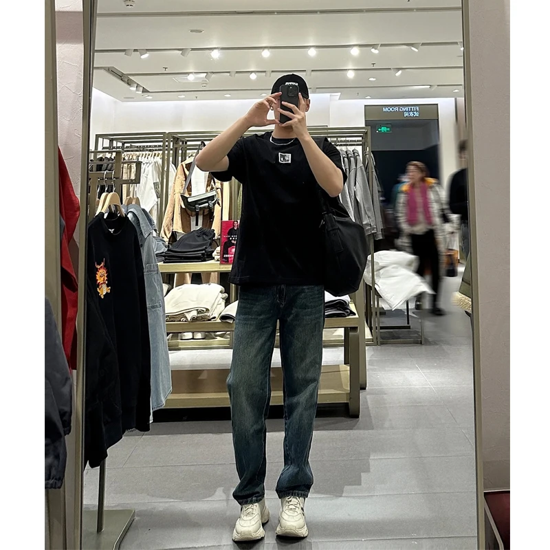 

Мужские джинсы Deep Blue Slim Fit прямого кроя, весенне-осенние, в стиле High Street, Cleanfit, модные брендовые джинсы для высоких мужчин