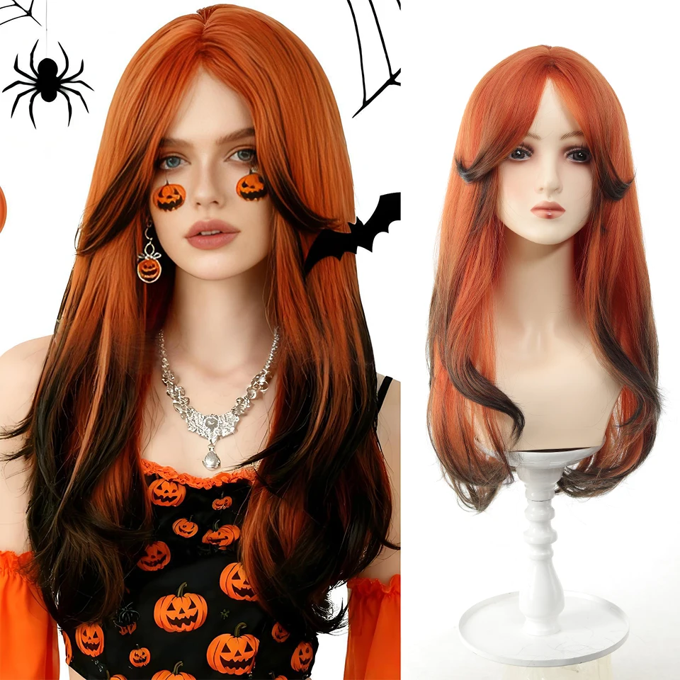 long curly waves and eight character bangs synthetic Lolita style sweet and cute hot girl Halloween Christmas gift ﻿
