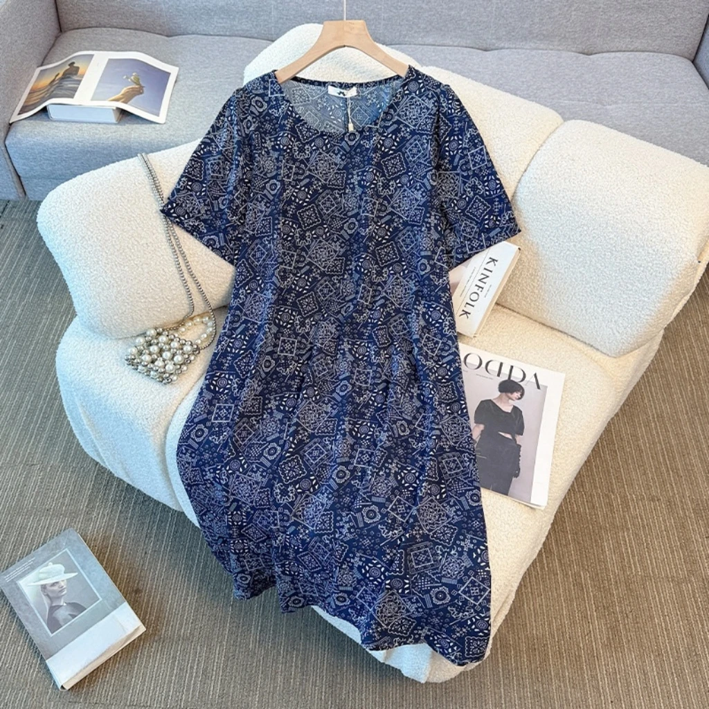 Платье макси с цветочным принтом, юбка трапециевидной формы с высокой талией для женщин больших размеров, модная винтажная стильная летняя Новое поступление, одежда