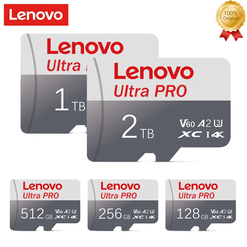 Lenovo-tarjeta Micro TF SD Class10 Original, alta velocidad, 2TB, 1TB, alta capacidad, 128GB, para cámara, teléfono, Dron