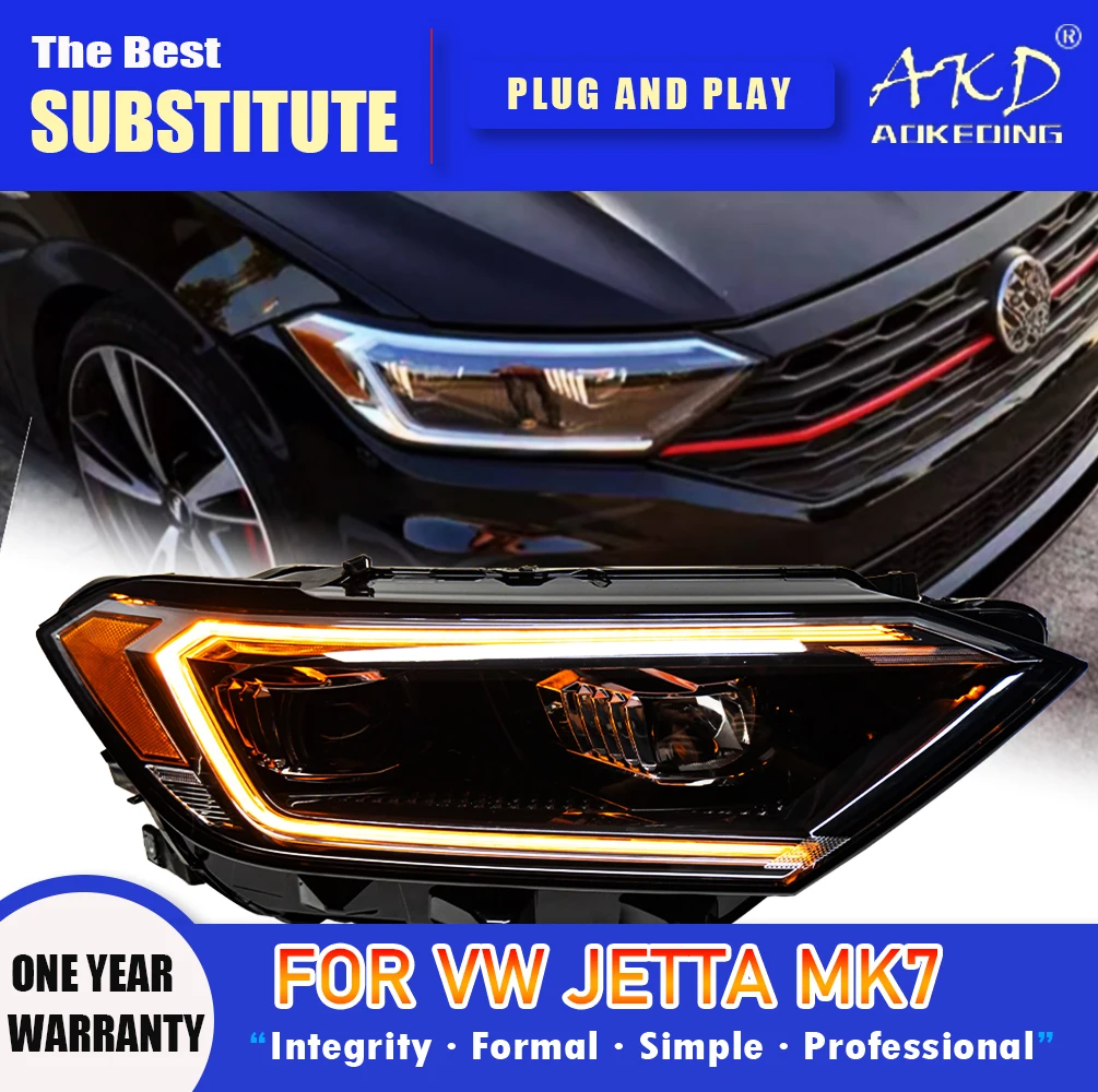 

AKD Head Lamp for VW Jetta Sagitar MK7 LED Headlight 2019-2022 Headlights MK7 DRL Turn Signal High Beam Angel Eye Projector