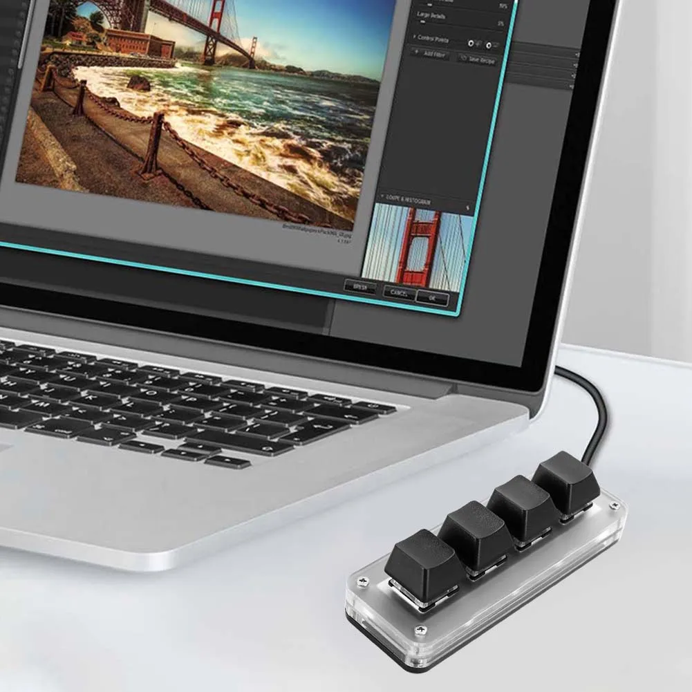 RGB 3 Phím 4 Phím Tùy Chỉnh Bàn Phím Macro Nút Bàn Phím Copy Dán Mini Nút Bàn Phím Bàn Phím Cơ Dành Cho PS vẽ