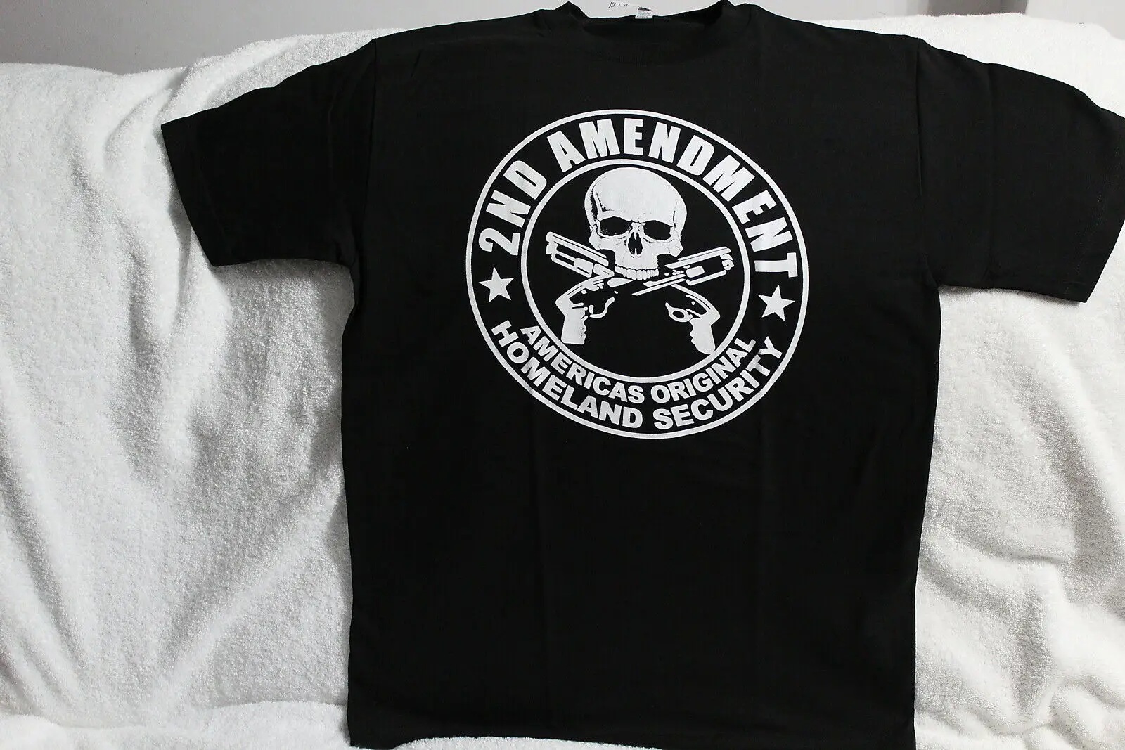 SKULL GUN GUNS 2ND AMENDMENT AMERICAS ORIGINAL HOMELAND SECURITY T-SHIRT