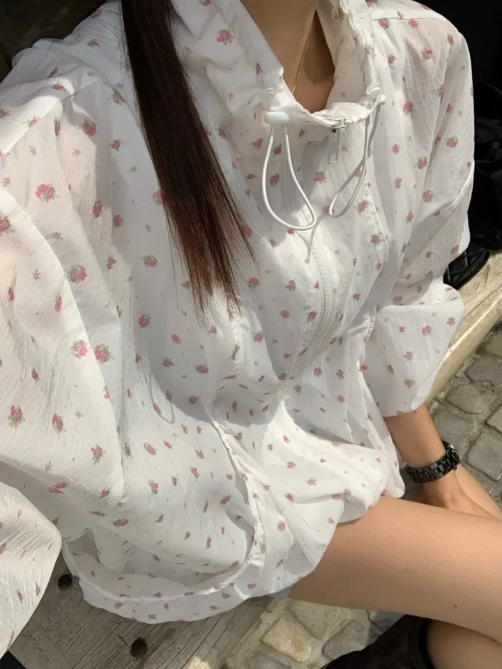 

Lightweight Women's Summer New Sle Casual Loose Outdoor Windbreaker Sun Protection irt Breathable Long Sve Zipper Closure
