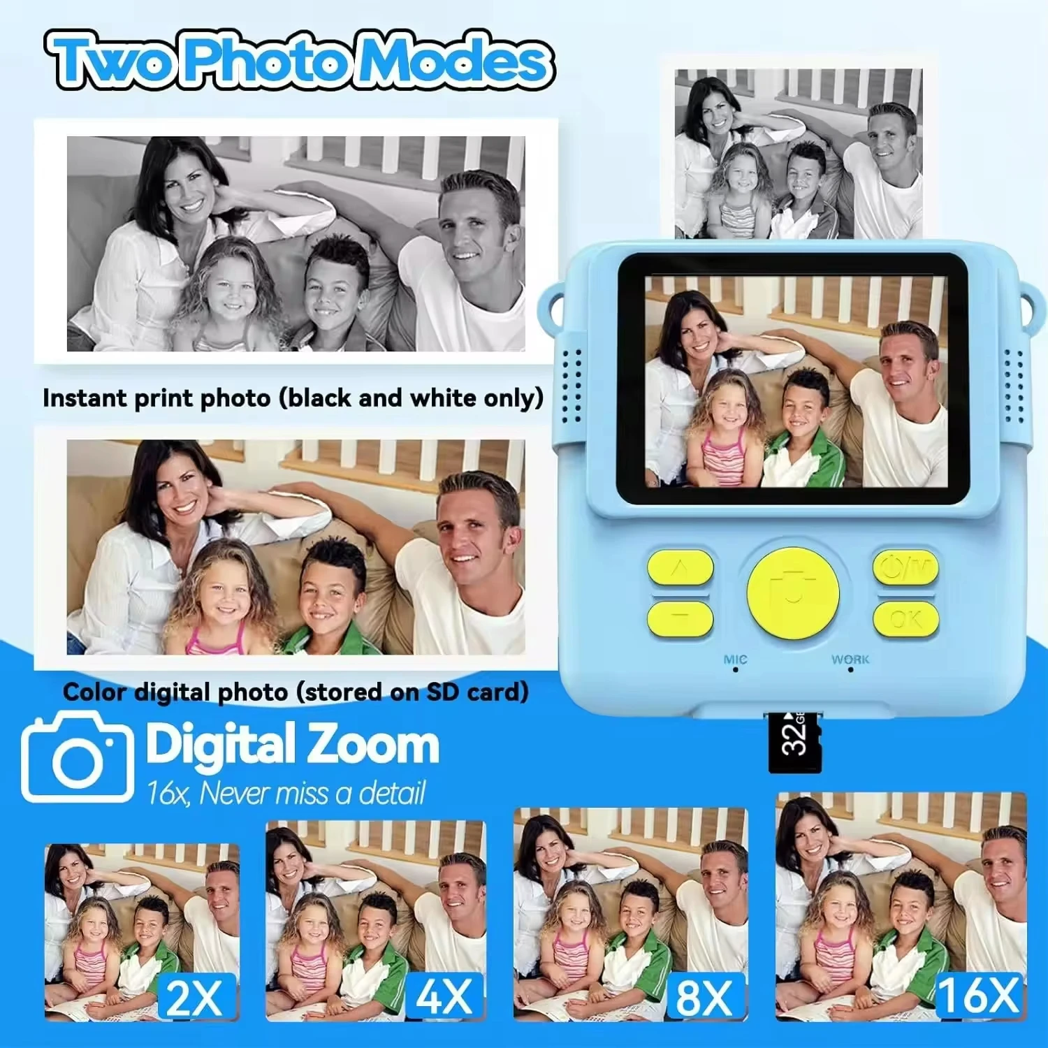 New Kids Instant Print Camera Thermal Printing Mini Camera Gift Instant Photo Printer for Children Photography Toy Printer