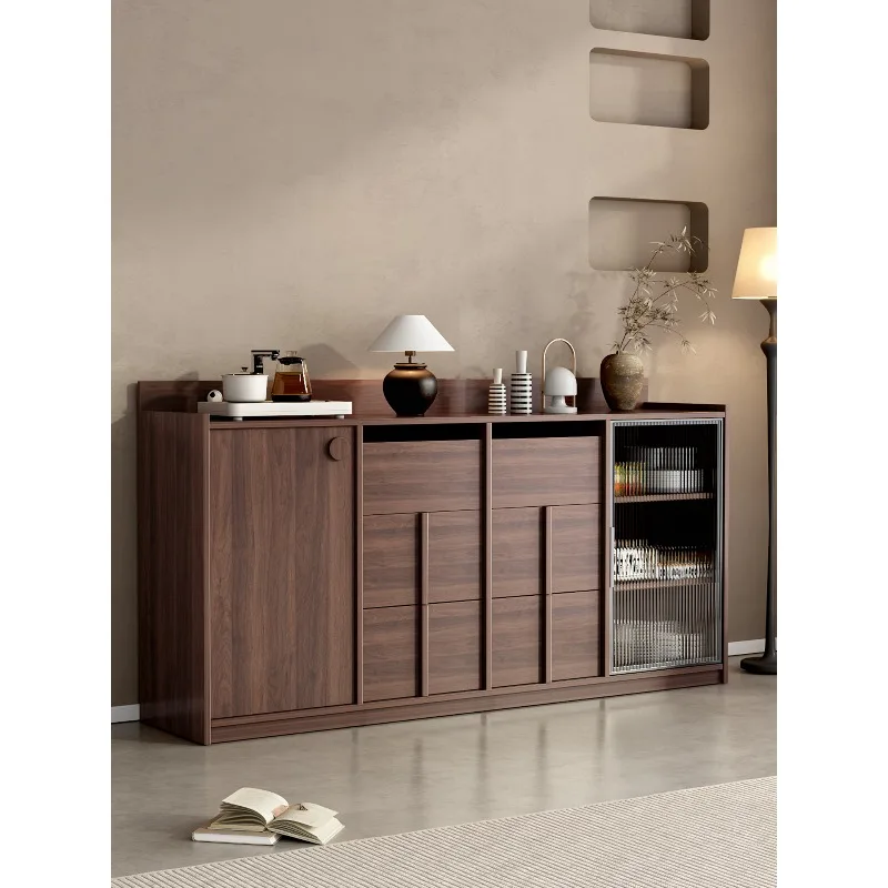 Solid wood dining side cabinet Living room wall locker with glass door Home sofa side cabinet Multifunctional shelf cabinet