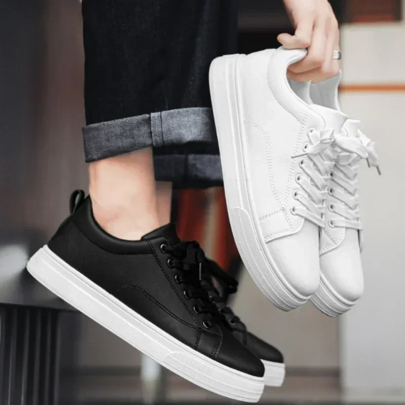 New Hong Kong style men's casual board shoes  trendy men's white shoes Korean version fashionable student single shoes