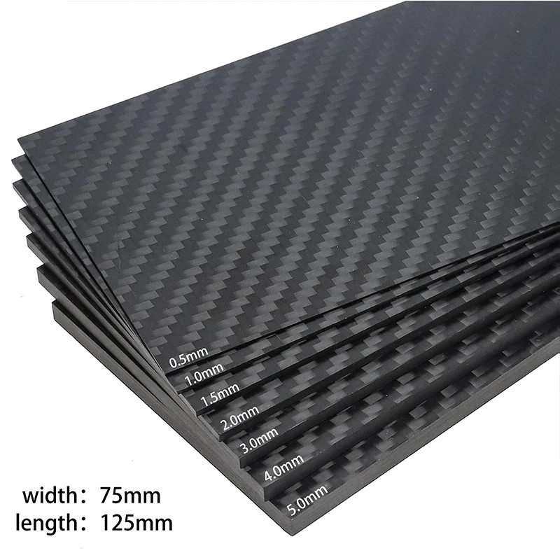 125x75mm Real Carbon Fiber Sheet 0.5/1/1.5/2/3/4/5mm Thick High Hardness Composite Material DIY