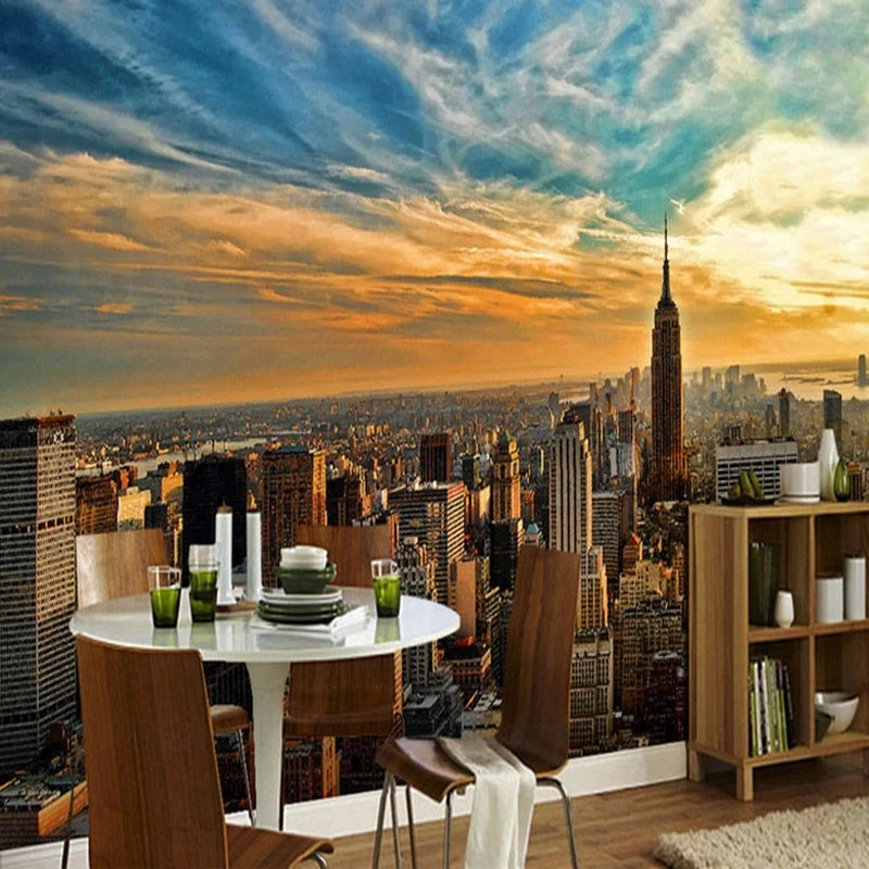Customized 3D Mural Modern New York City View Sunset Wallpaper Cafe Creative Living room V background wall bedroom restaurant 8d