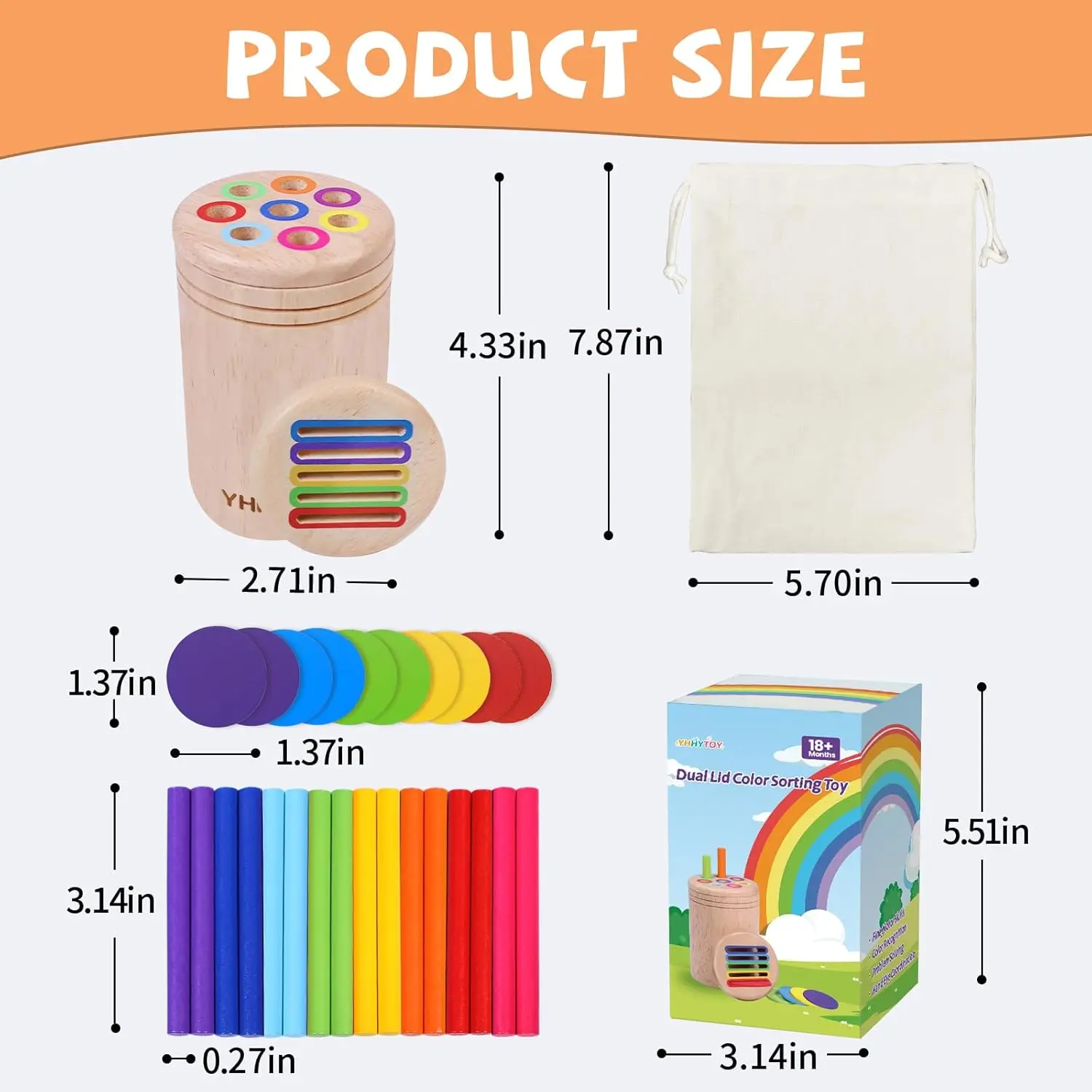 Jouets Montessori pour enfants de 3 ans, double jeu, jouet éducatif en bois de tri des couleurs, activités d'apprentissage préscolaires pour tout-petits, motricité Fine