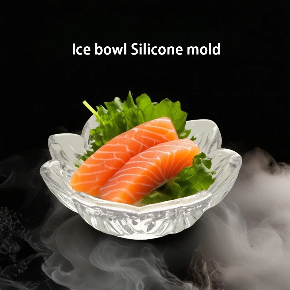 Lotus Sushi Ice Bowl Mold – Reusable Silicone Mold for Sashimi/Cold Dish – Decorative Ice Carving Platter,DIY Restaurant Plate