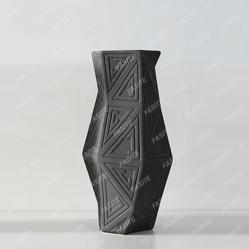 Modern minimalist geometric twisted ceramic vase ornaments Nordic model house living room hotel study flower ware