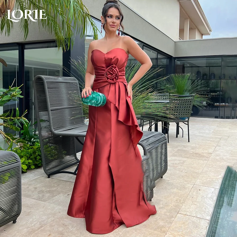 

LORIE Elegant Flowers Evening Dresses Sweetheart A-Line Prom Dress Satin Backless Pleats Satin Clebrity Party Gowns 2024