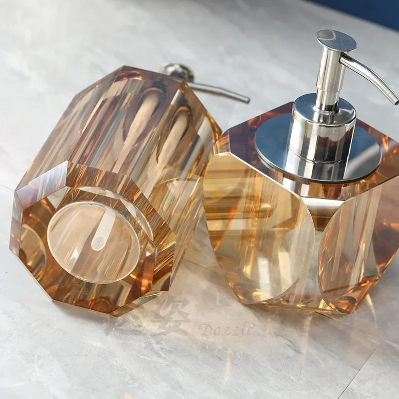 

Crystal Glass Lotion Bottle Luxury Pumpkin Diamond Clear Soap Dispenser Simple Shampoo Moisture Bottled Bathroom Accessories