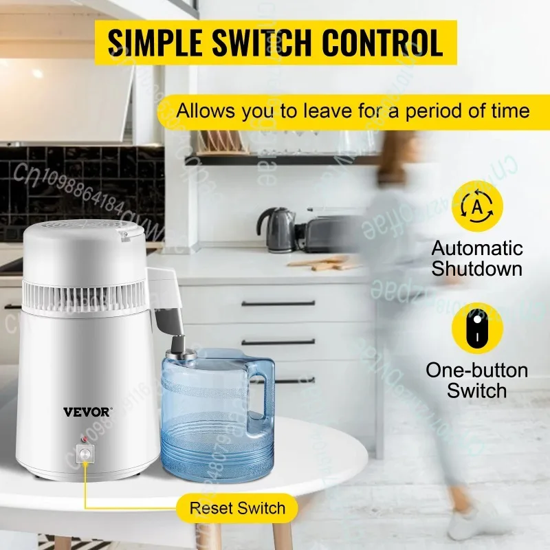 SucceBuy 4L تقطير المياه تنقية موزع مرشح التدفئة شرب زجاجة المنقي 304 الفولاذ المقاوم للصدأ الأجهزة المنزلية #5