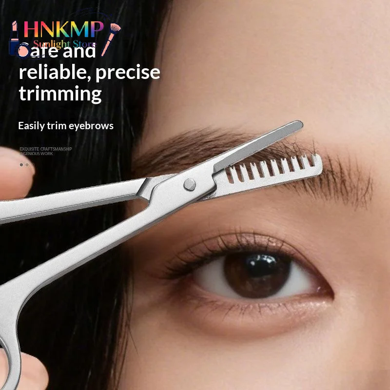2 In 1 Eyebrow Trimming Scissors With Built-in Comb 1Pc, Portable Makeup Accessory For Eyebrow Grooming
