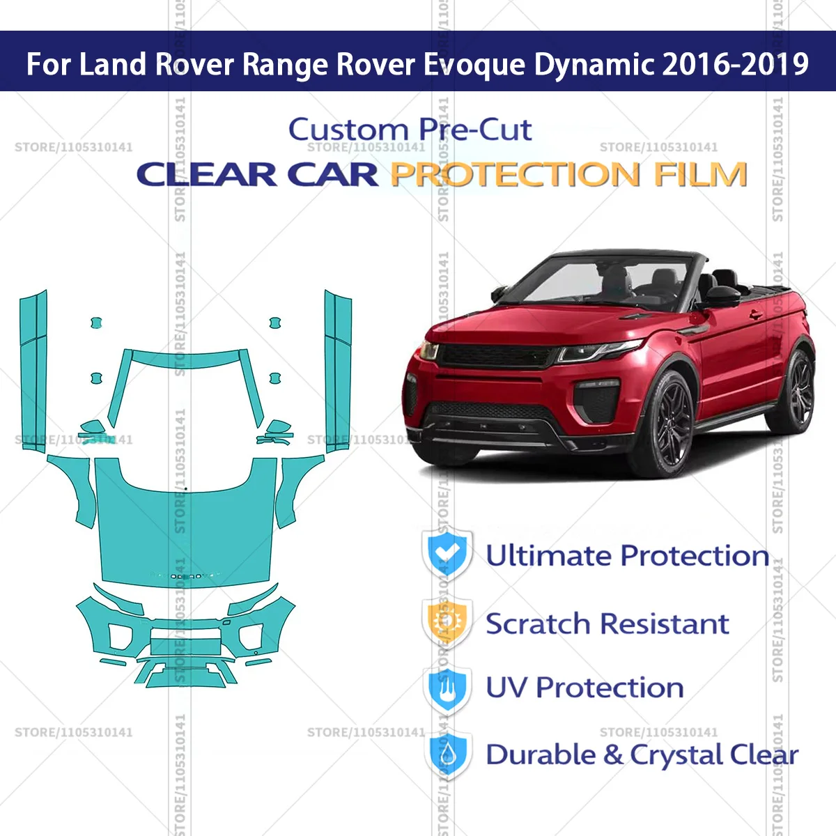 

Pre-Cut Paint Protection Film PPF Transparent Car Film Automotive PPF For Land Rover Range Rover Evoque Dynamic 2016-2019