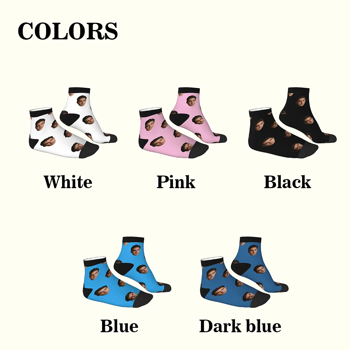جوارب قصيرة مخصصة للرجال والنساء، جوارب صور مخصصة، جوارب صور شخصية، جوارب صور، هدايا شخصية