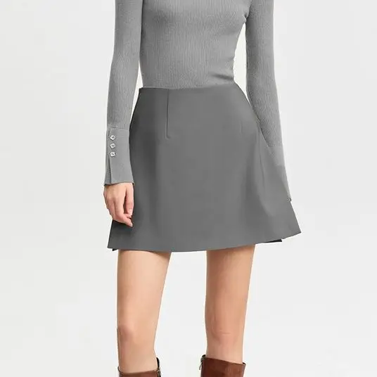 Casual short skirt women's high-waisted trouser  spring and summer new commuter slim straight  suit A-shaped trouser skirt