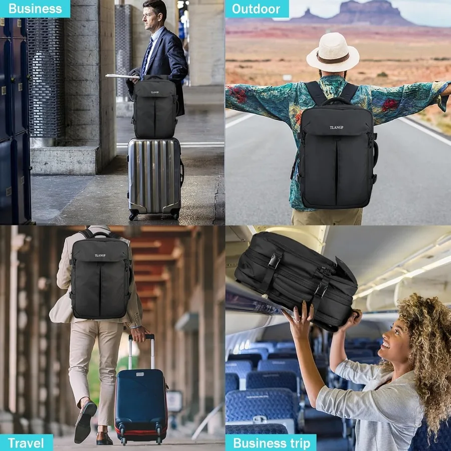 حقيبة ظهر مضغوطة بالفراغ سعة 60 لتر قابلة للتوسيع ومقاومة للماء ومضادة للسرقة باللون الأسود #6