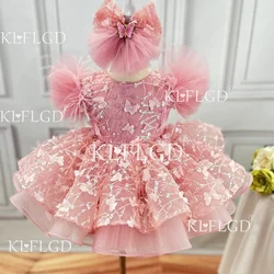 Luxury Flower Children's Wedding Dress Sweet and Cute Pan Tong Skirt Children's Four Seasons Banquet Baby First Christmas Dinner
