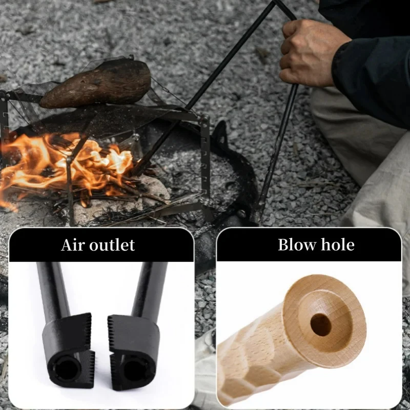 Outdoor Fire Tongs Blow Pipes Extended Barbecue Tongs Camping Anti Scalding Charcoal Clips Fire Tools Blow Sticks New