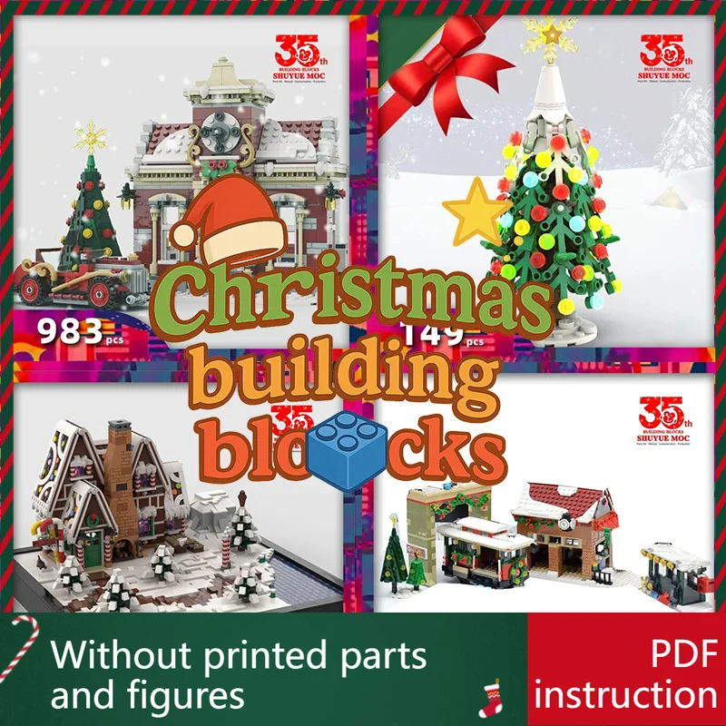

Christmas Building Blocks Bundle – Holiday Train, Post Office, Vacation House & More in Christmas Village Sets