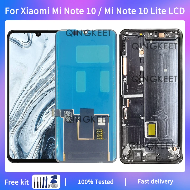 

6.47" For Xiaomi Mi Note 10 lite LCD M2002F4LG Display Touch Screen Digitizer Assembly For Mi Note 10 M1910F4G LCD With Frame