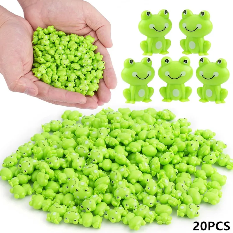 20 Piezas de Mini Ranas Verdes de Plástico, Pequeñas Figuras de Ranas para Ocultar en Jardines de Hadas, Miniaturas para Casas de Muñecas, Plantas en Macetas, Decoración de Pasteles DIY