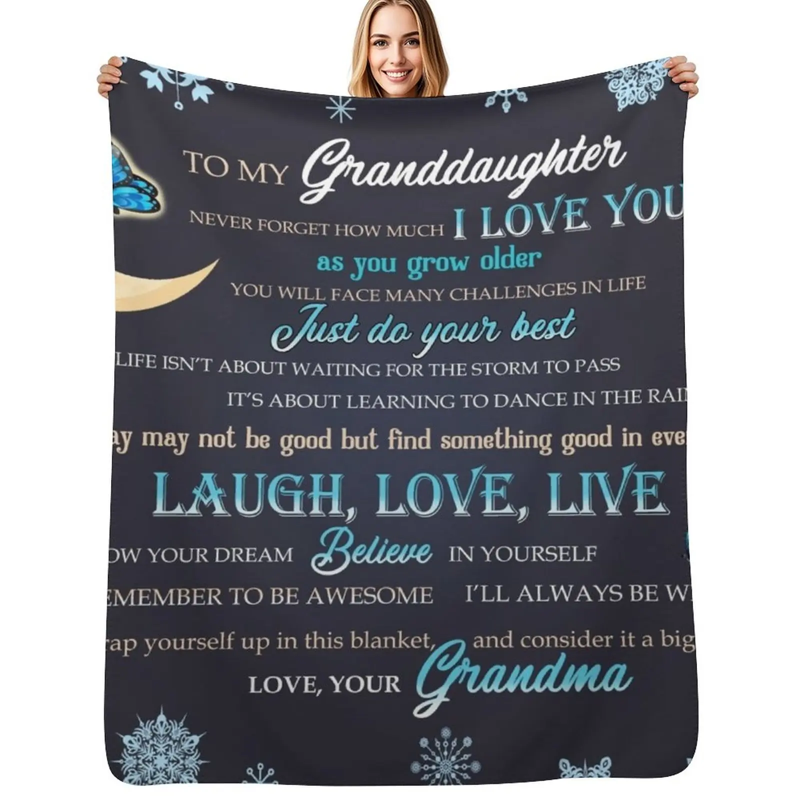 Grandma To Granddaughter Never Forget How Much I Love You Throw Blanket Soft Breathable Blanket for Night Sleeping