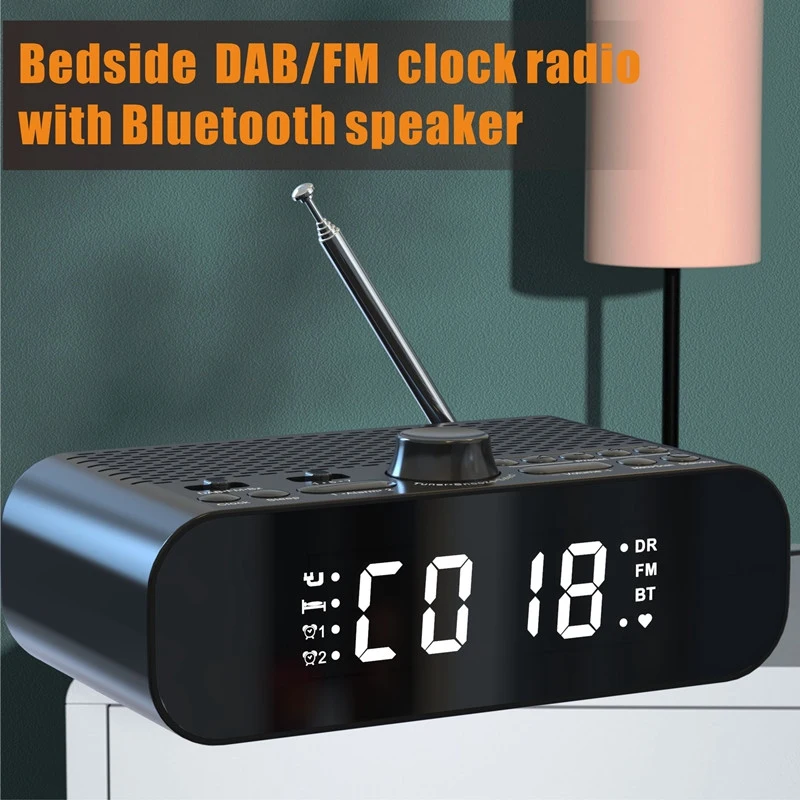 Digital Alarm Clock DAB/FM Radio, Support Bluetooth Connection, With Bass Diaphragm, LED High-Definition Display