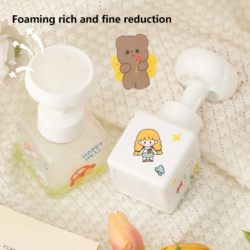 Creative Cute Flower Foam Press Bottle Bathroom Lotion Shower Gel Hand Soap Foamer Household Cleaning Accessories