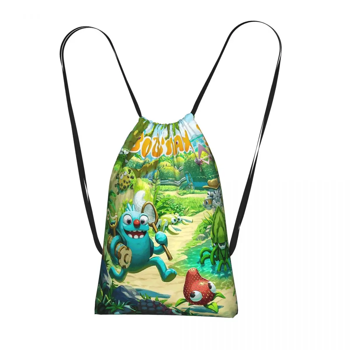 Bugsnax Game Poster Drawstring Backpack Sports Gym Bag Portable Travel Drawstring Bag for Men Women