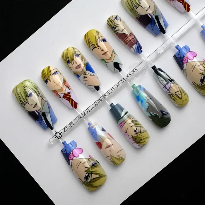 King Tamaki Suou Cute Handsome Anime Fake Nails Cartoon Creative Fashionable False Nails Simple Kawaii Nail Art Accessories