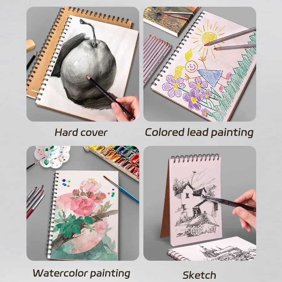 Professional sketchbook Thick paper Spiral notebook Loose-Leaf Painting Art school supplies Pencil drawing notepad stationery