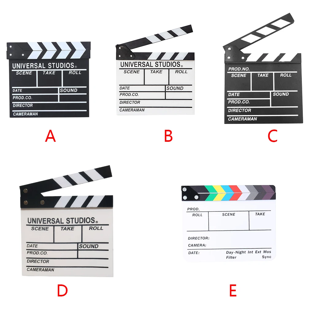 Director Film Clapboard Action Scene Clapper Board Wooden Movie Film Clap Slate, L, Black