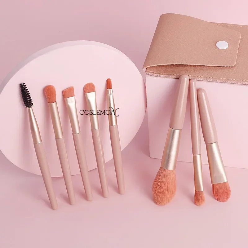 8-teiliges professionelles Make-up-Pinsel-Set mit Tasche, tragbarer Mini-Concealer, Lidschatten, Augenbrauenpuder, Highlight-Wimpern, kosmetische Werkzeuge