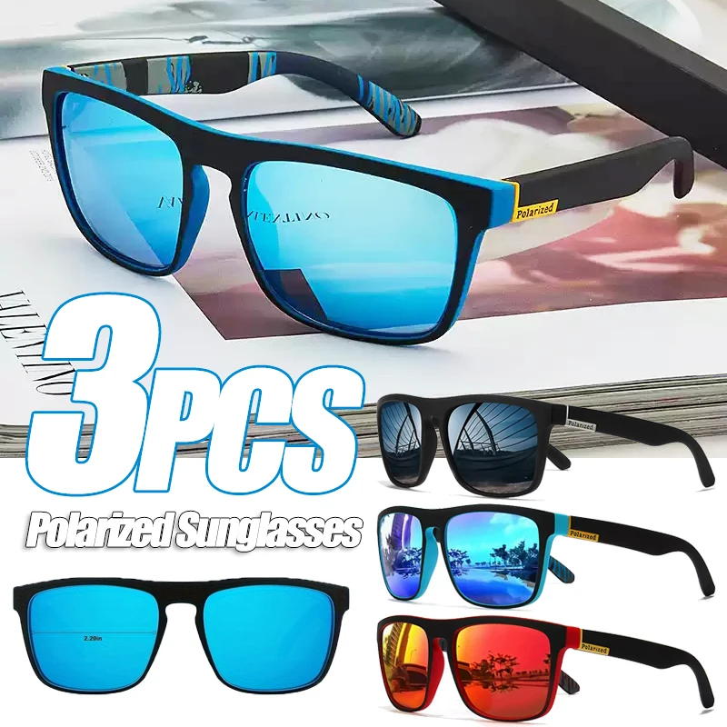 

3Pcs Polarized Sunglasses Men Women large frame Square Eyewear outdoor Sports Night Vision Driving UV400 Shades