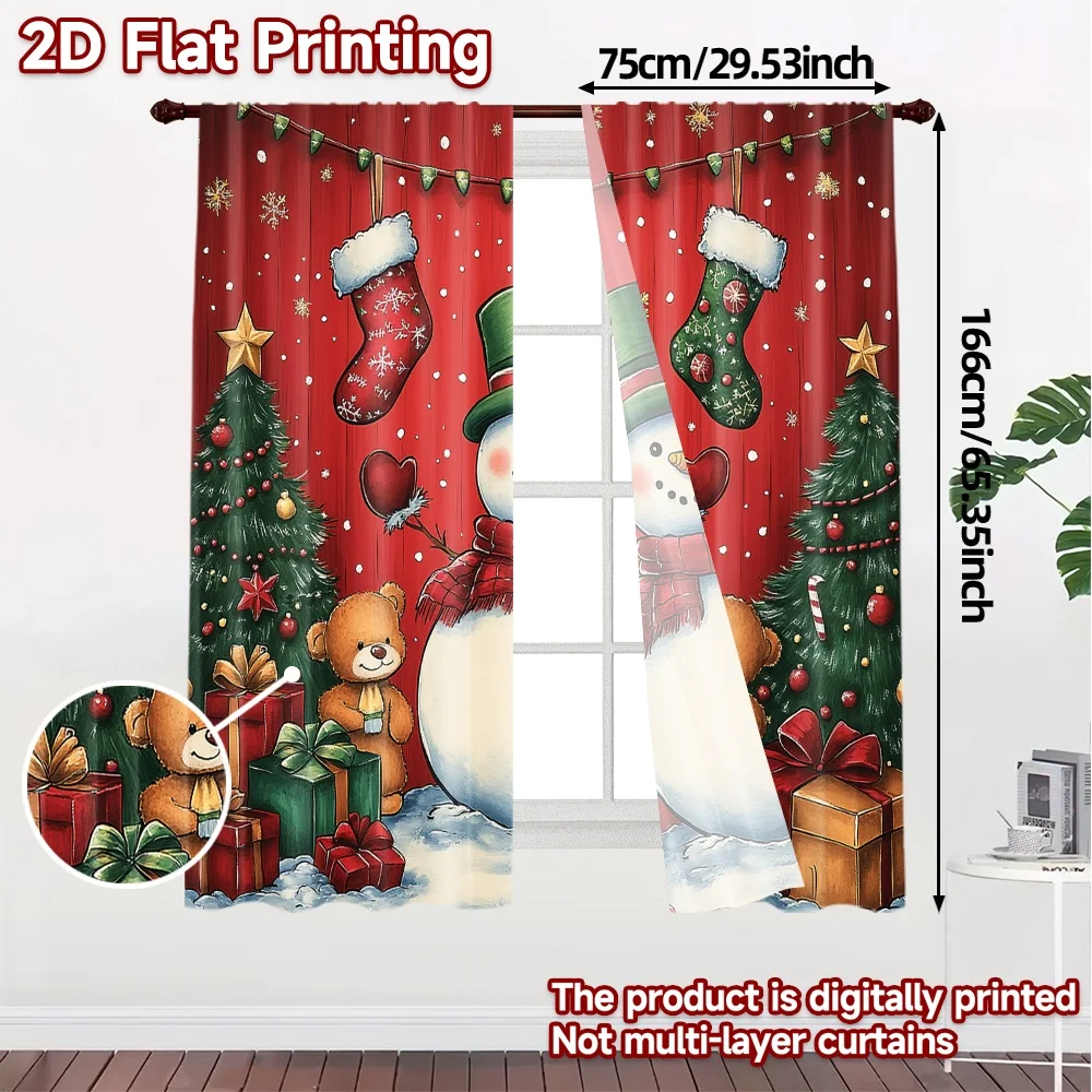 2pcs,Curtains Cute Snowman Christmas Gifts_c (2) Popular Curtain Fabric Versatile Fabric Curtains Room Decor Use for Bedroom,
