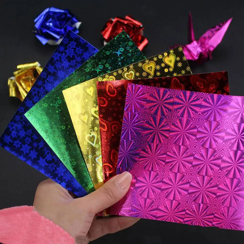 50Pcs Colorful Square Origami Paper Mixing Set Handmade Paper Cranes Shining Origami Paper DIY Craft Folded Paper Scrapbooking