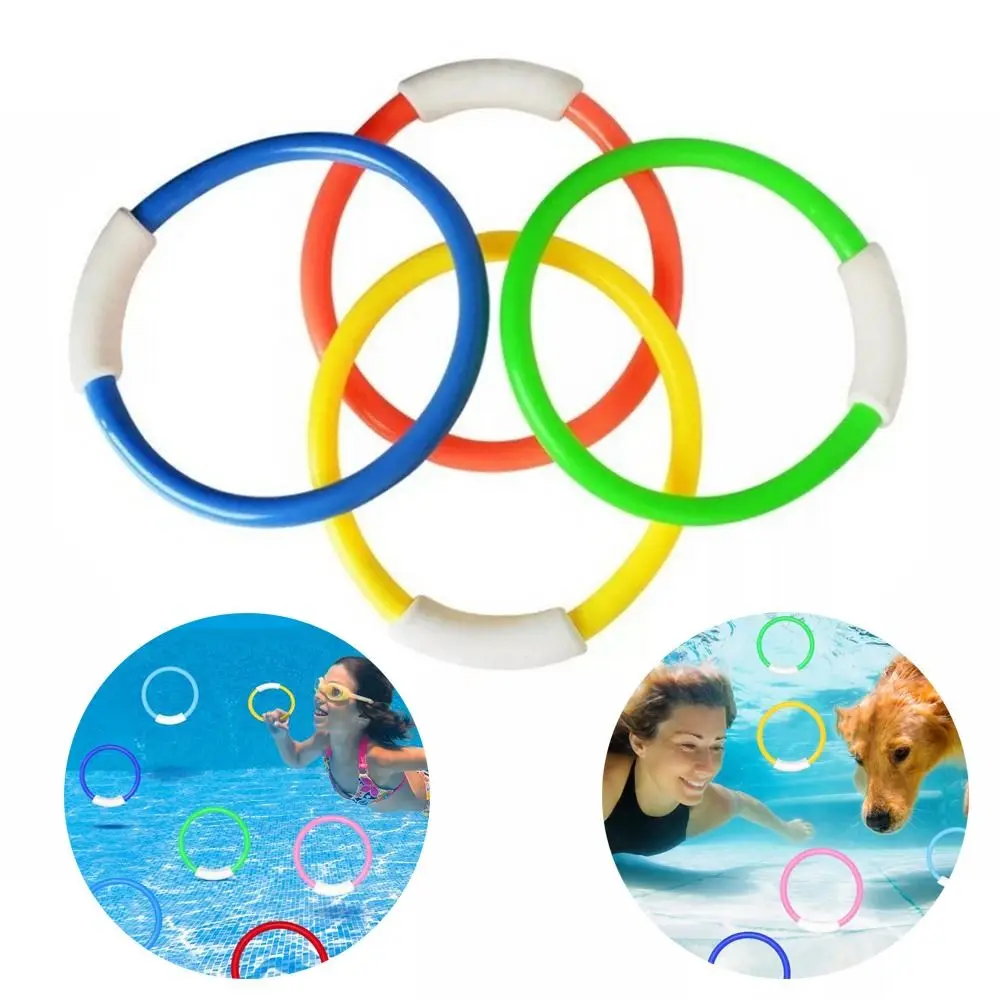 4pcs Funny Underwater Training Diving Ring Set Pool Rings Colorful Pool Sinking Plastic Diving Pool Party