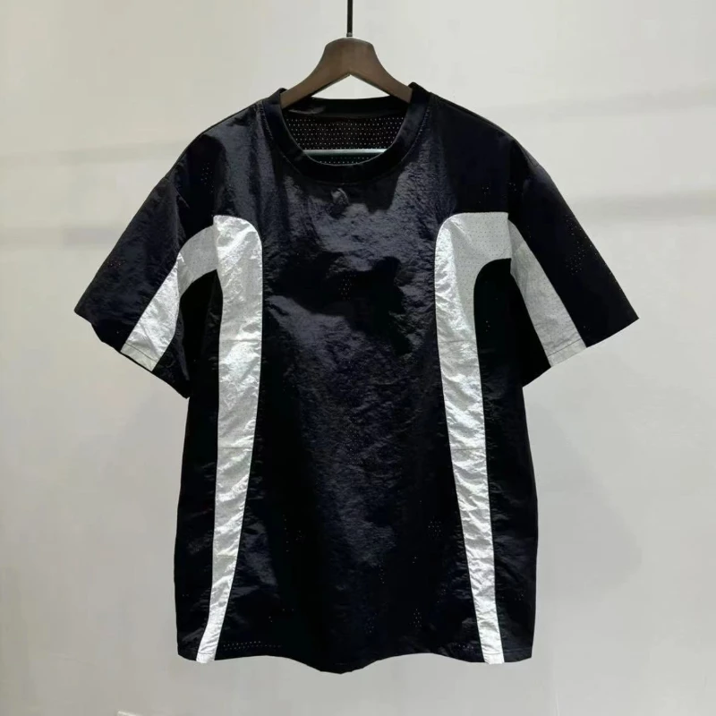 

Men's Clothing Summer Casual Slimming Color-Blocked Breathable Hole Short Sleeve T-Shirt Lightweight Comfortable Fashion