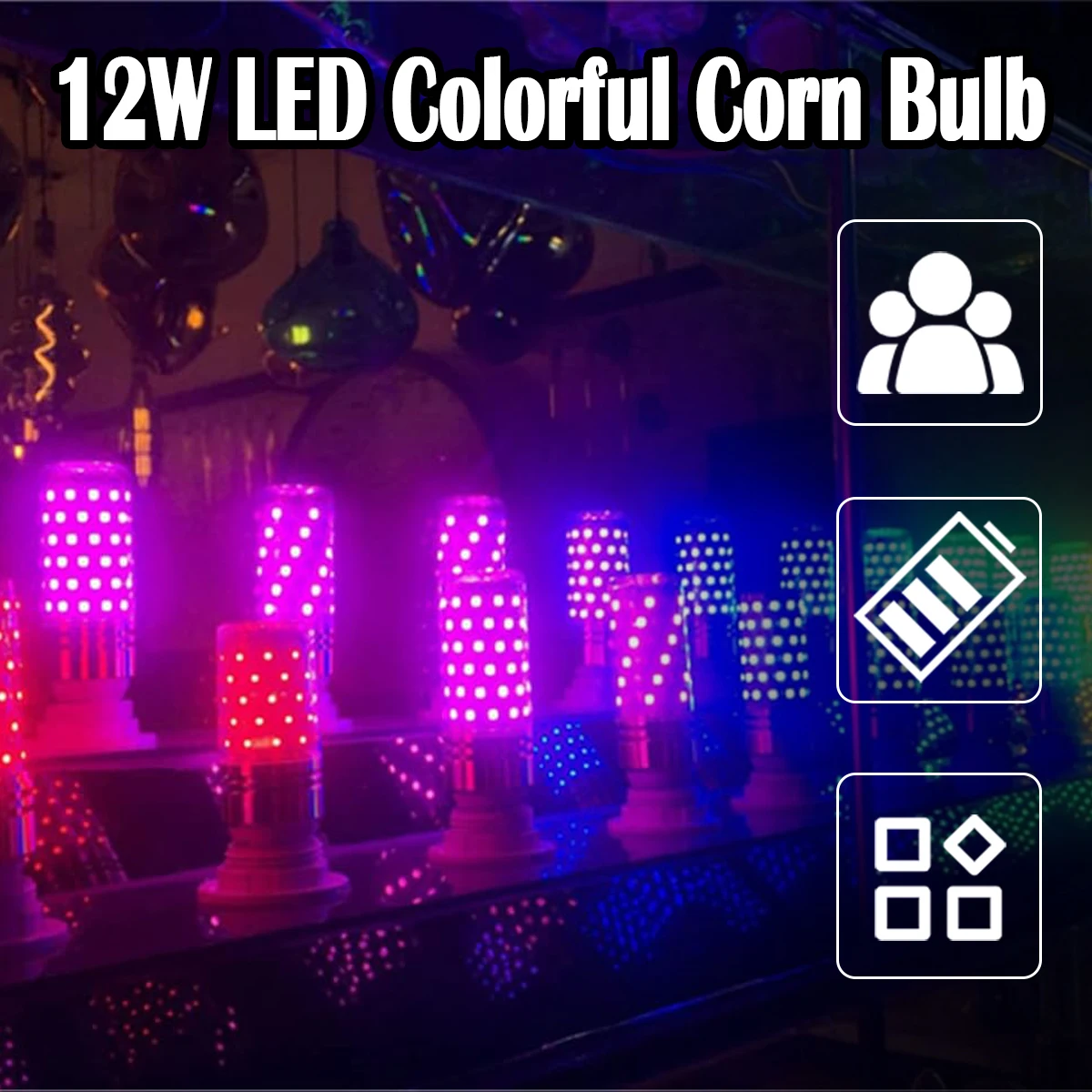 AC220V E27 Led Colorful Corn Bulb 12w No Flicker Light SMD 2835 Chip 270Beam Colorful Decorative High-power Lamp Room Decoration